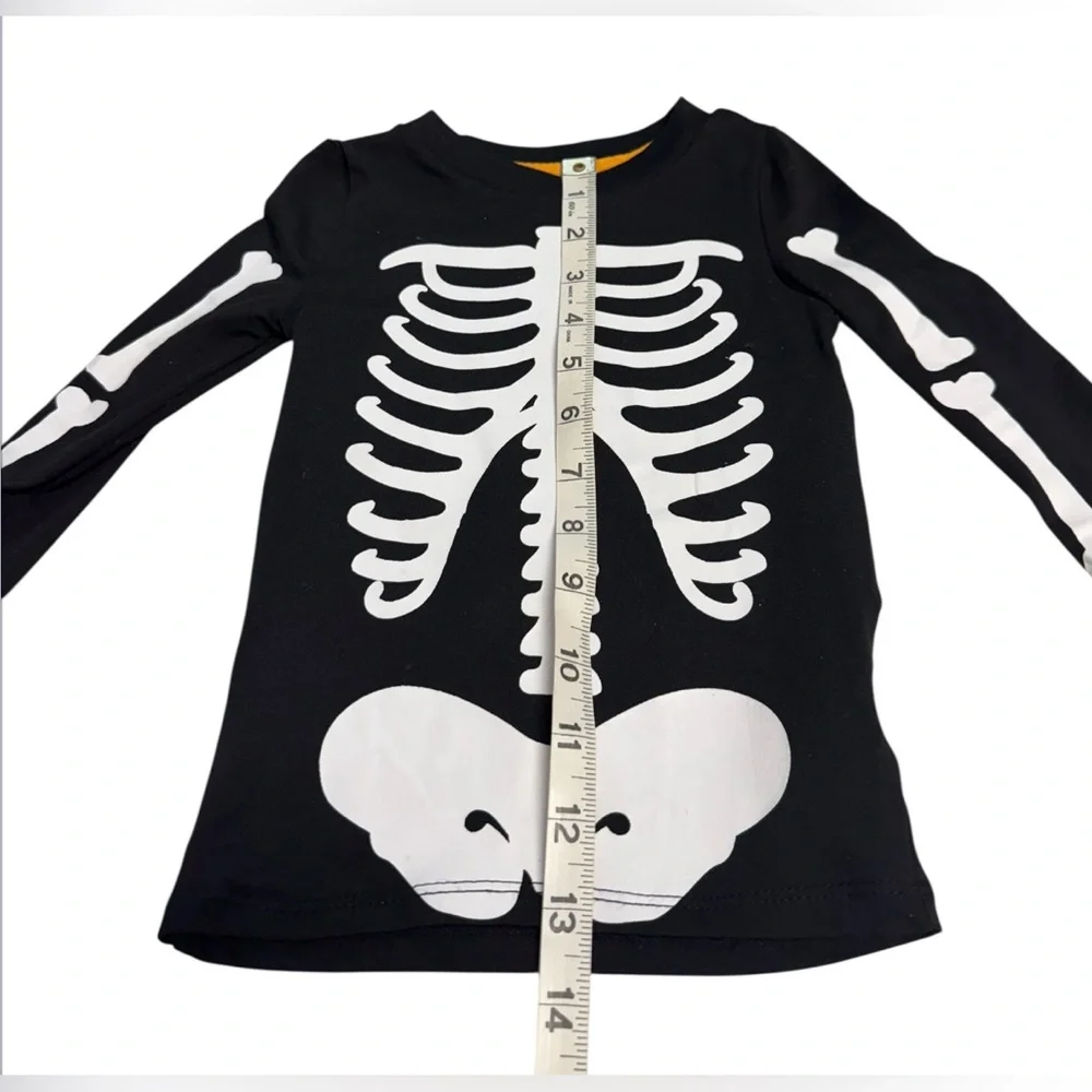 Skeleton Print for Halloween Kids Shirt - Black 2T